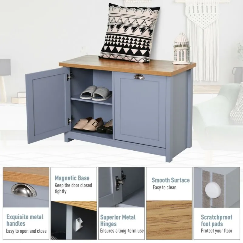 2 Door Oak Top Wooden Shoe Storage Cabinet