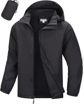 33,000ft Men's Packable Rain Jacket Waterproof Lightweight Raincoat Rain Shell with Hood for Outdoor Hiking Golf Travel
