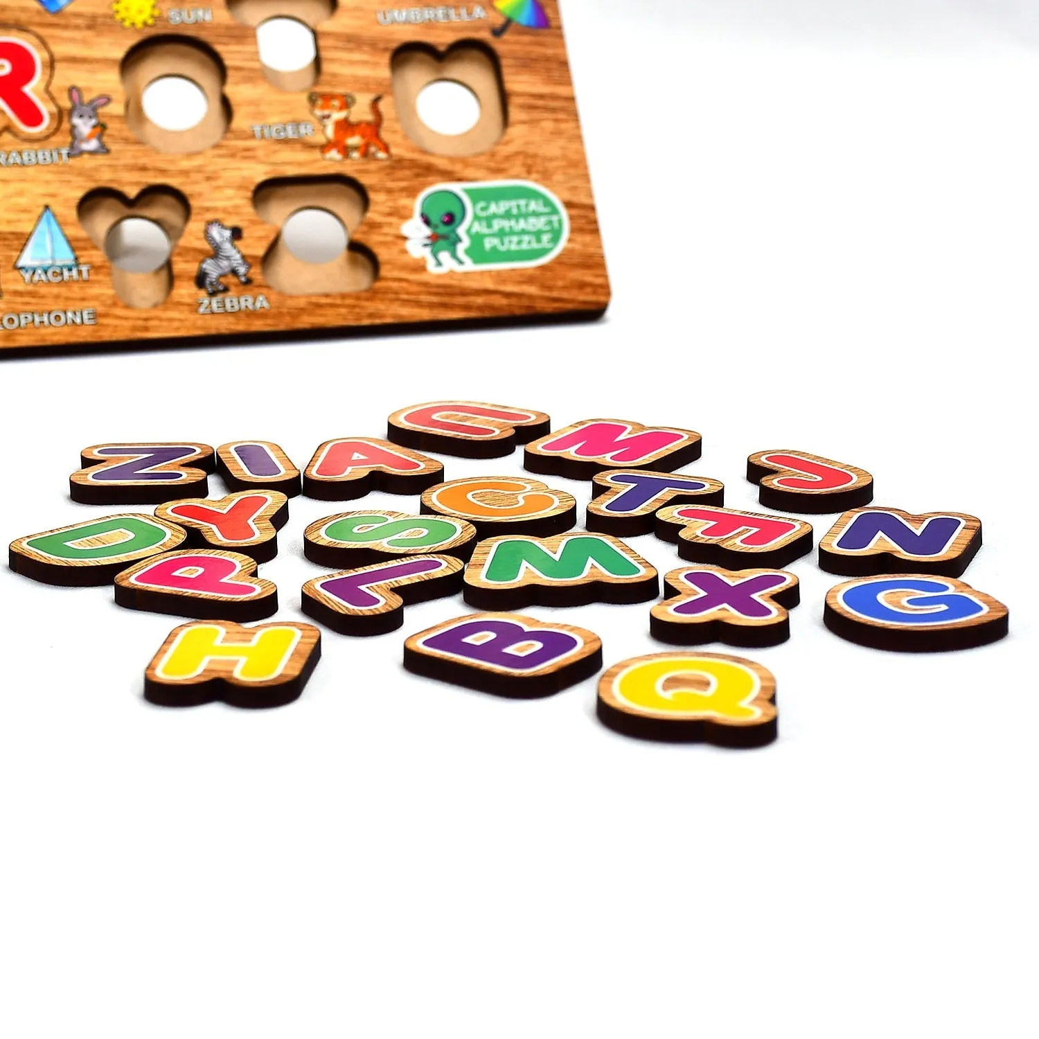 3495 Wooden Capital Alphabets Letters Learning Educational Puzzle Toy for Kids.