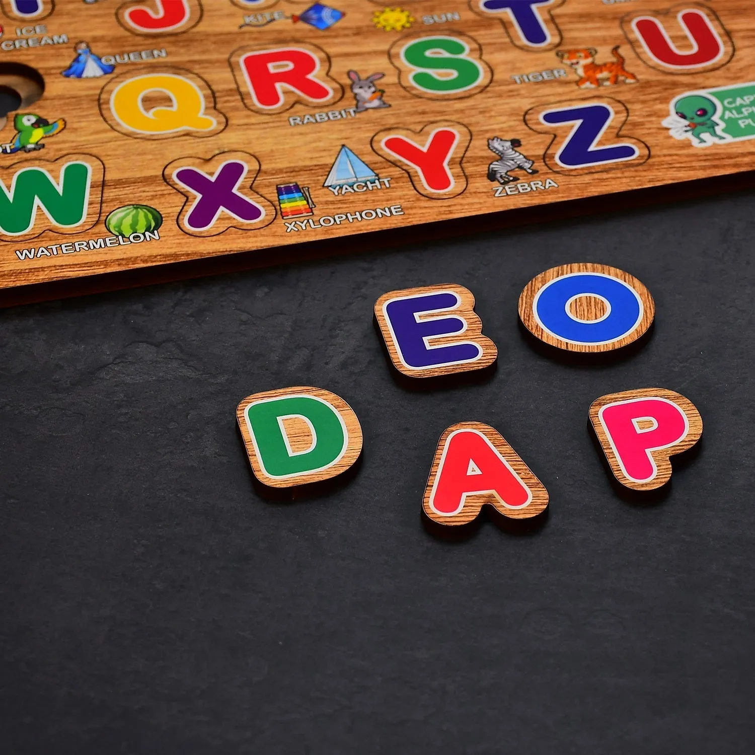 3495 Wooden Capital Alphabets Letters Learning Educational Puzzle Toy for Kids.