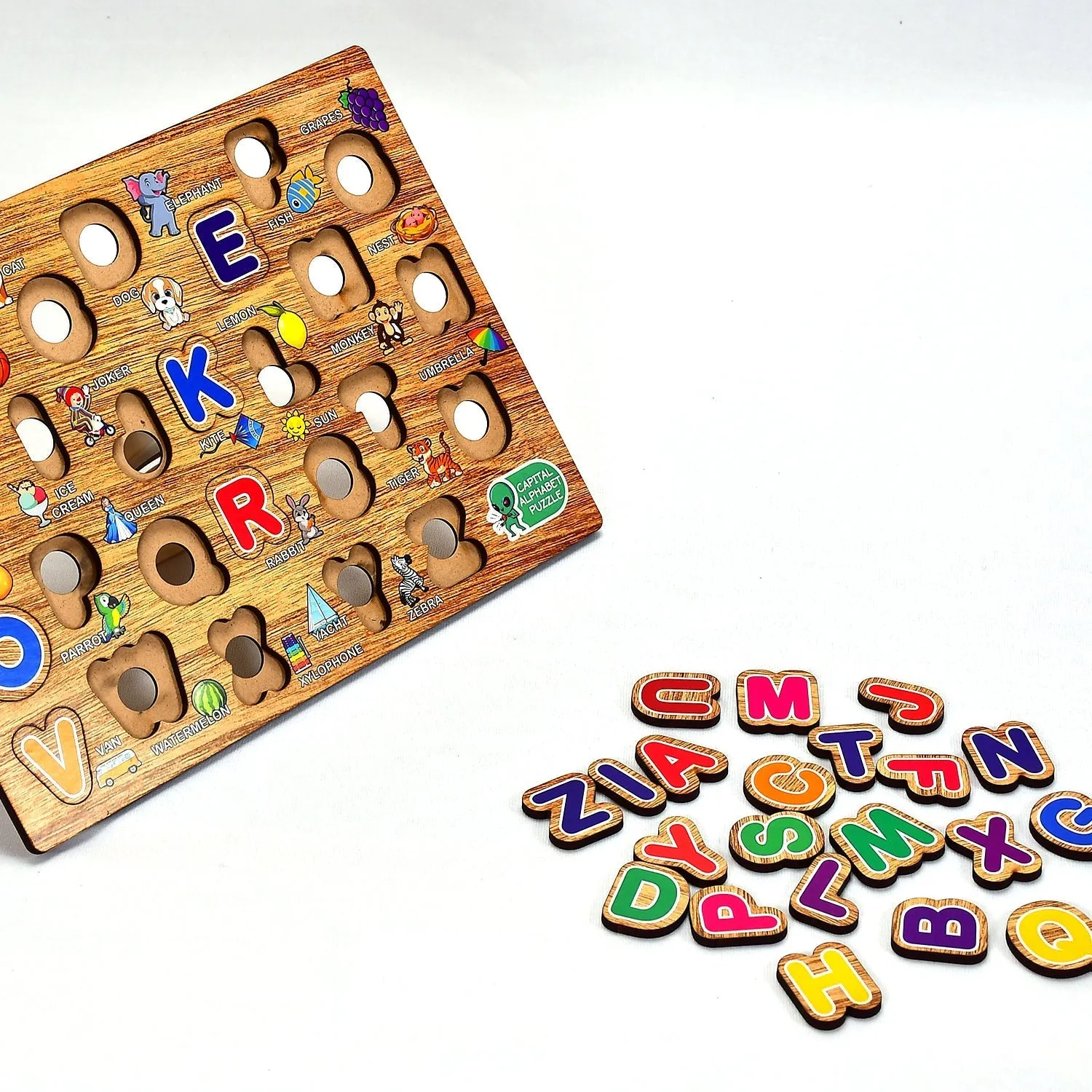 3495 Wooden Capital Alphabets Letters Learning Educational Puzzle Toy for Kids.