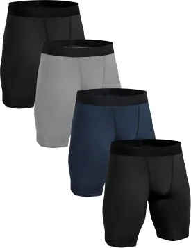 4 Pack Compression Workout Shorts Men Performance Sports Baselayer Athletic Running Shorts Underwear Spandex