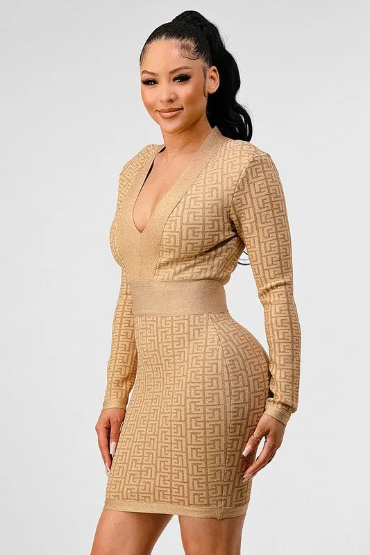 Athina HOLIDAY COLLECTION GOLD BANDAGE DRESS