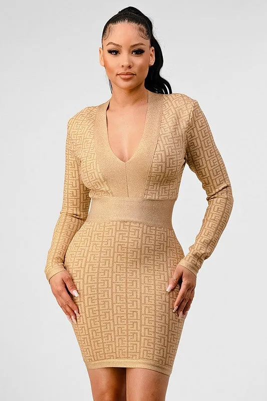 Athina HOLIDAY COLLECTION GOLD BANDAGE DRESS