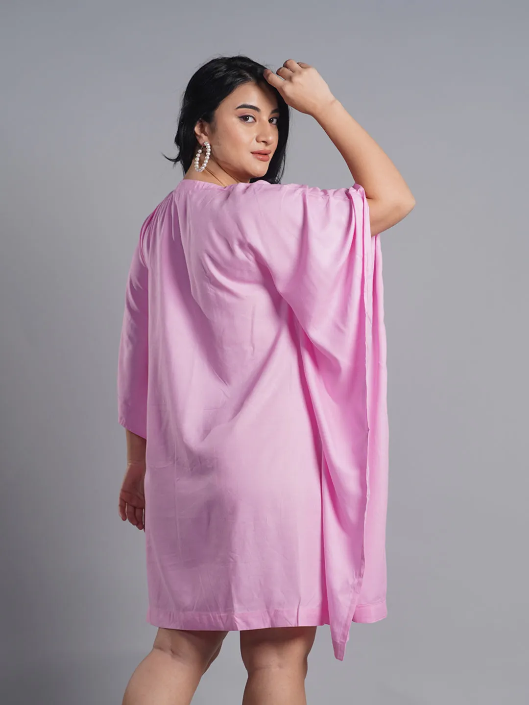 BabyPink Rayon Kaftan - Flower Power