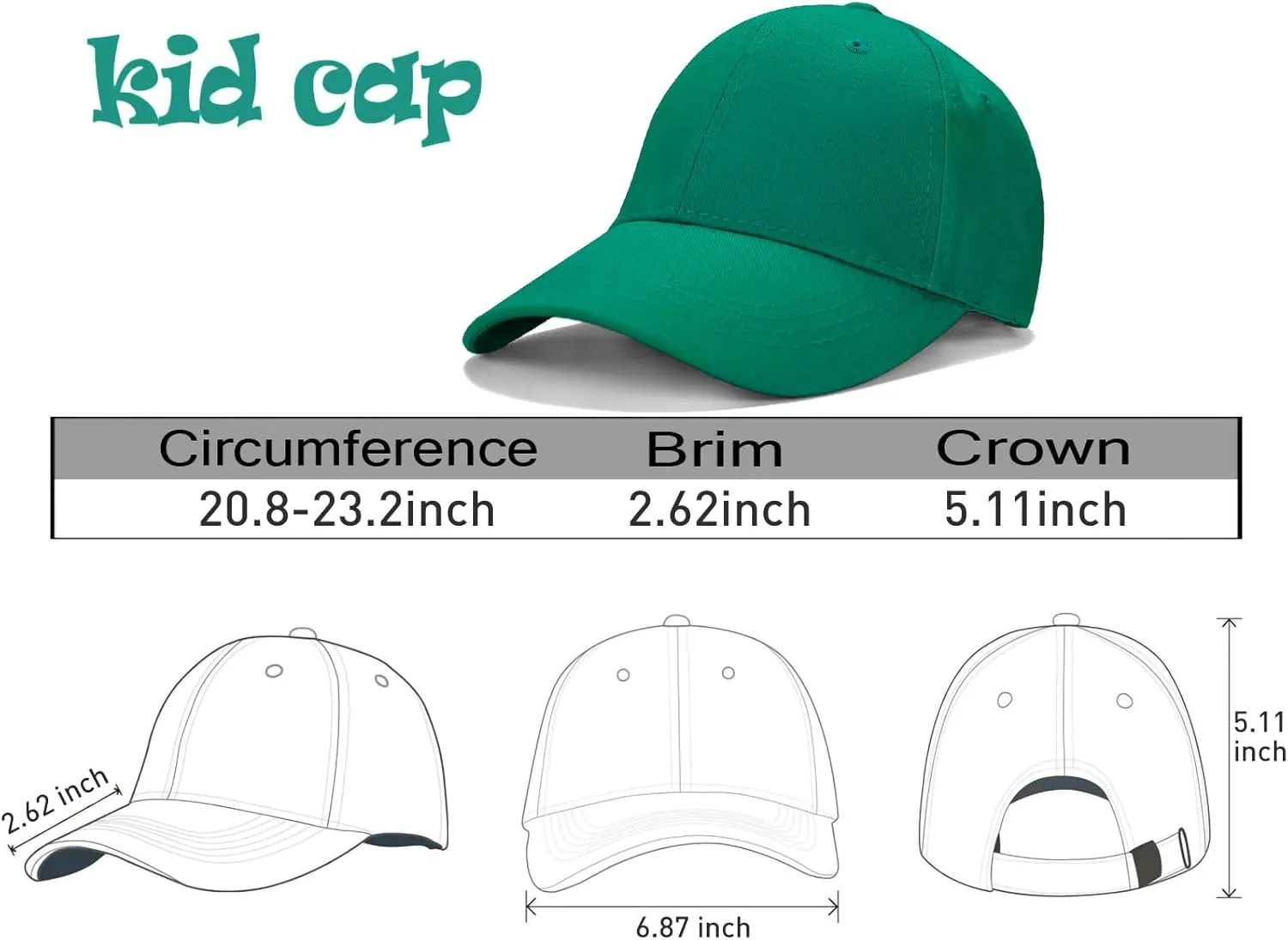 Edoneery Baseball Cap for Kids-Adjustable Washed Cotton Golf Toddler Hat for Boys & Girls