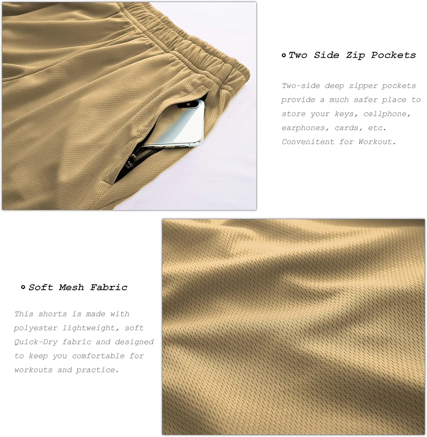 G Gradual Men's Workout Running Shorts Quick Dry Lightweight Gym Shorts with Zip Pockets
