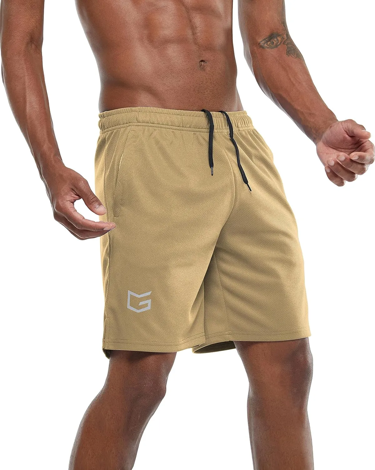 G Gradual Men's Workout Running Shorts Quick Dry Lightweight Gym Shorts with Zip Pockets