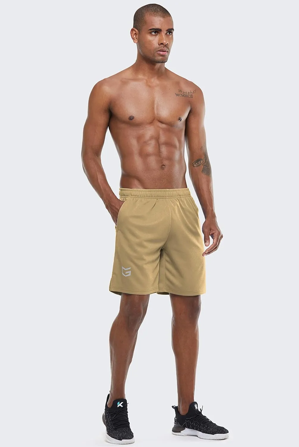 G Gradual Men's Workout Running Shorts Quick Dry Lightweight Gym Shorts with Zip Pockets