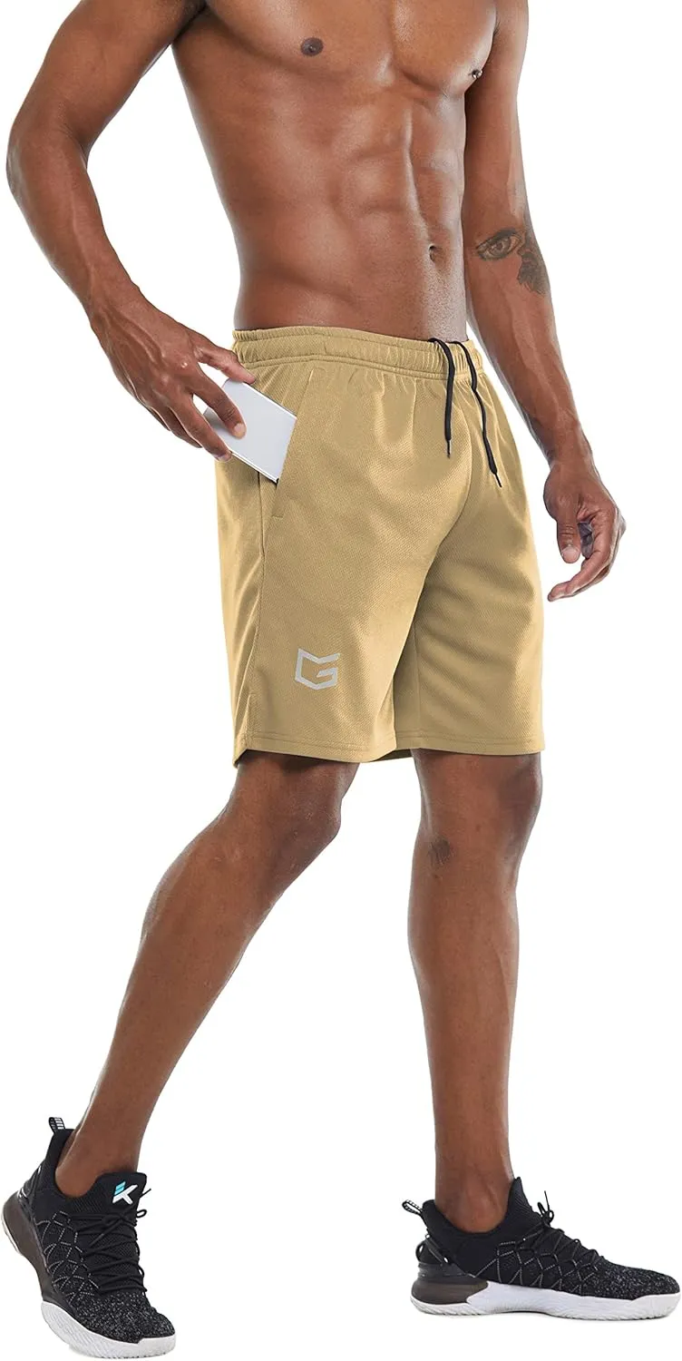 G Gradual Men's Workout Running Shorts Quick Dry Lightweight Gym Shorts with Zip Pockets