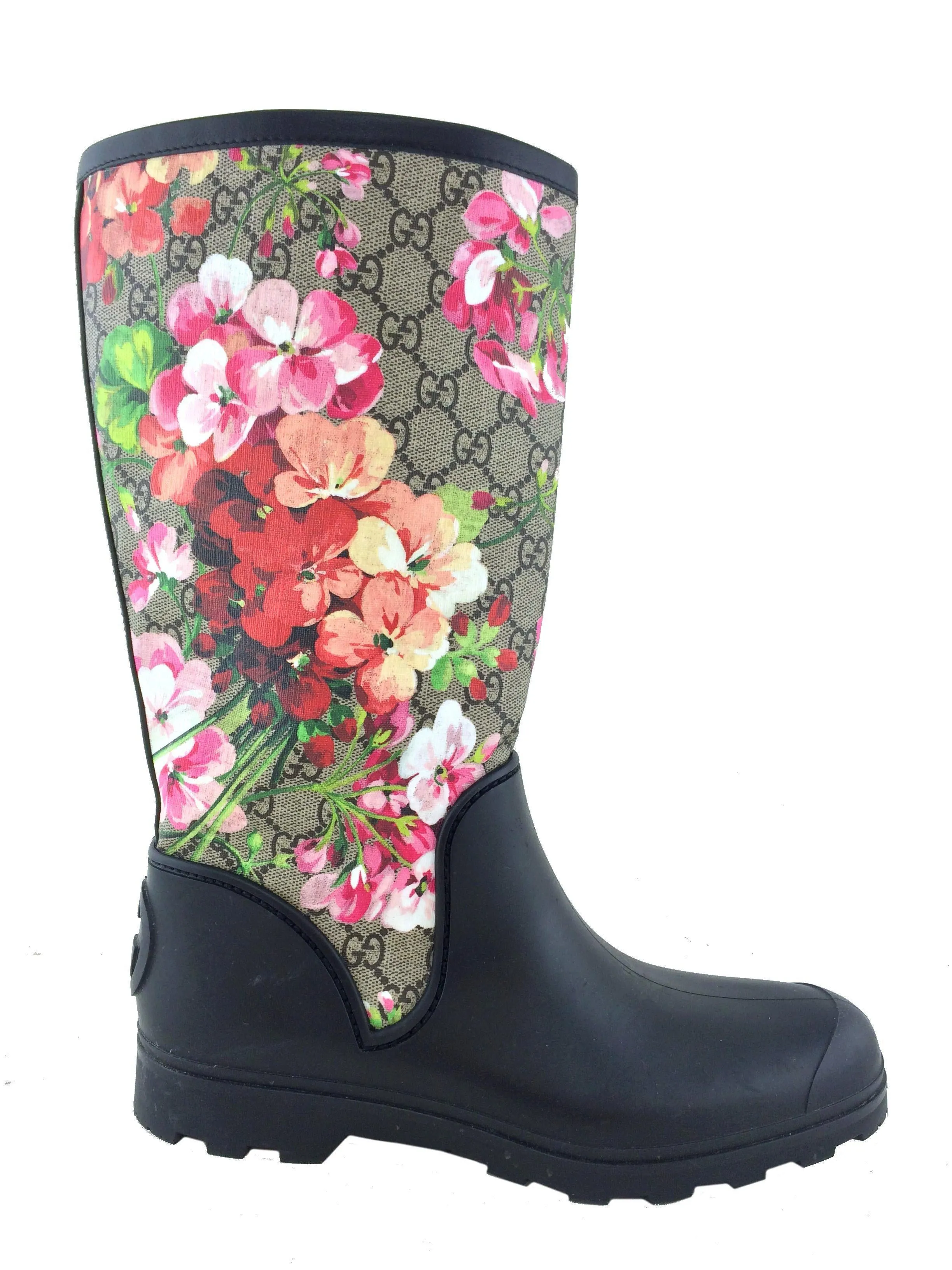 Authentic Gucci Prato GG Blooms Rain Boots in Size 10 - Perfect for Stylish Rainy Days!