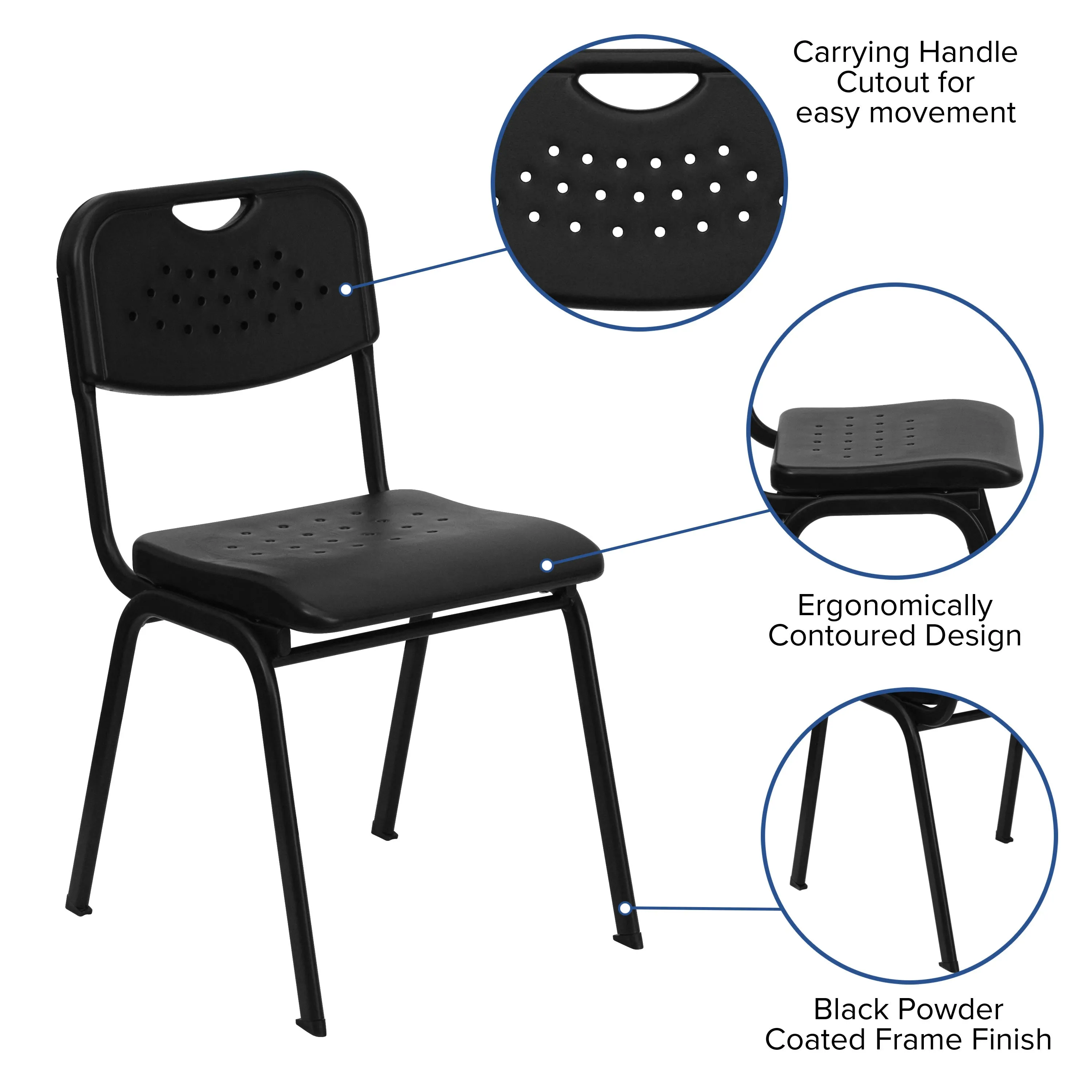 HERCULES Series 880 lb. Capacity Plastic Stack Chair with Open Back