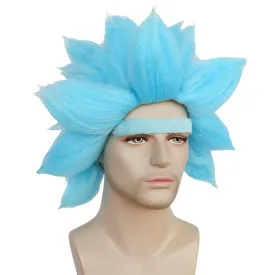 JoneTing Short Blue Spiky Wig ?? Hair Cap  Unibrow?? Short Blue Spiked Wigs for Men Blued Cosplay Wig Adults Blued Funny Wigs for Halloween Peluca Azul Party for Anime Cosplay