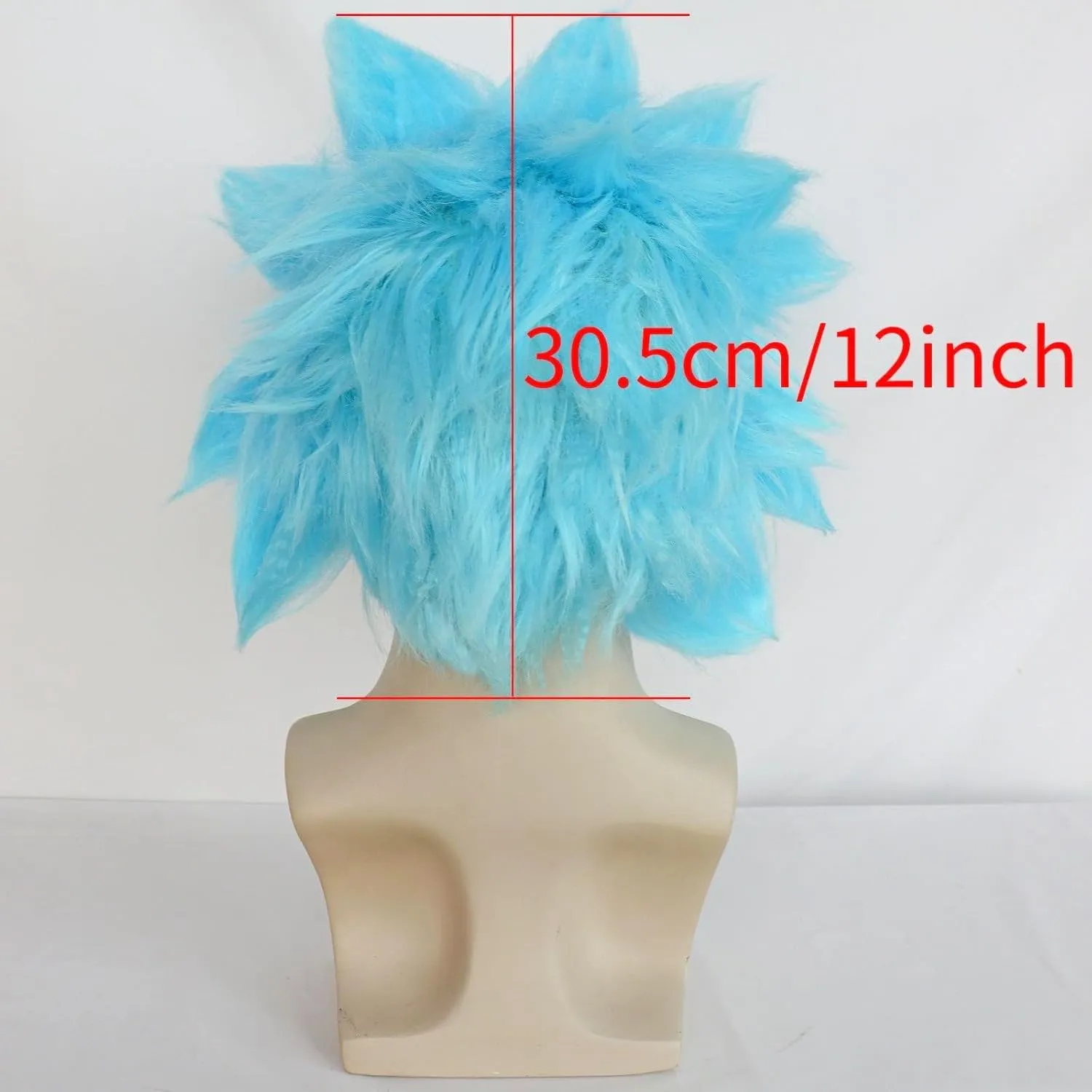 JoneTing Short Blue Spiky Wig ?? Hair Cap  Unibrow?? Short Blue Spiked Wigs for Men Blued Cosplay Wig Adults Blued Funny Wigs for Halloween Peluca Azul Party for Anime Cosplay