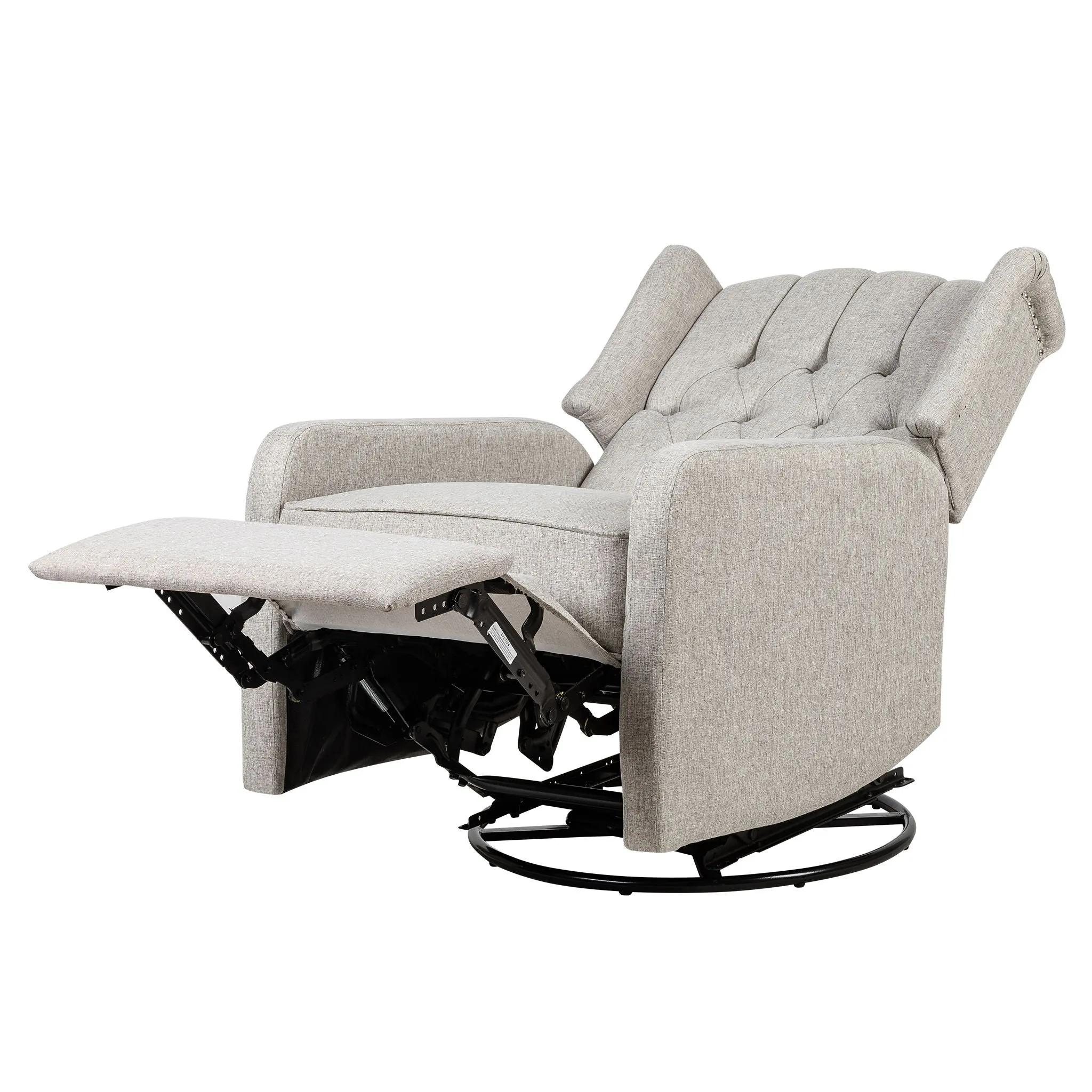 Manual Swivel Fabric Recliner Chair - Cream