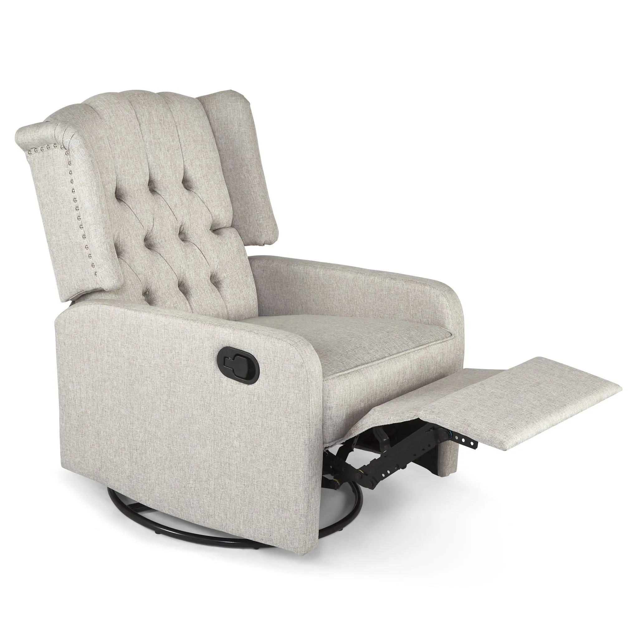 Manual Swivel Fabric Recliner Chair - Cream