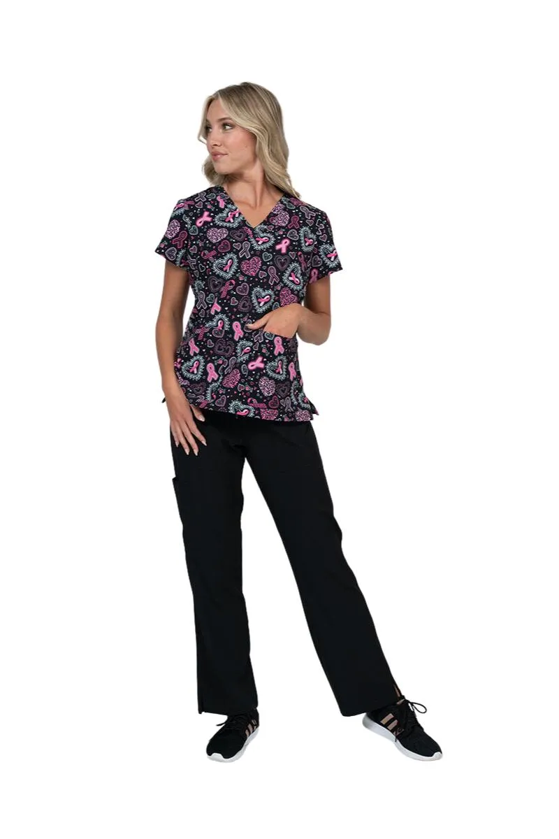Meraki Sport Women's Breast Cancer Awareness Print Scrub Top | Pink Strength