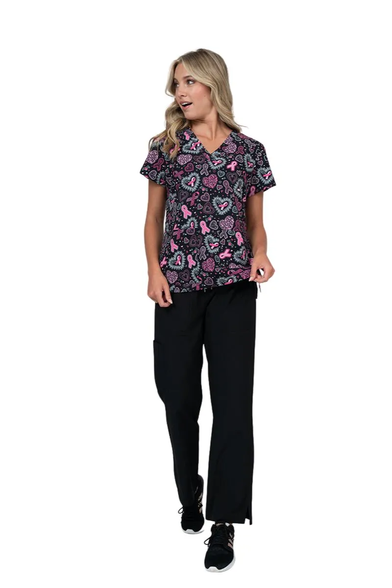 Meraki Sport Women's Breast Cancer Awareness Print Scrub Top | Pink Strength