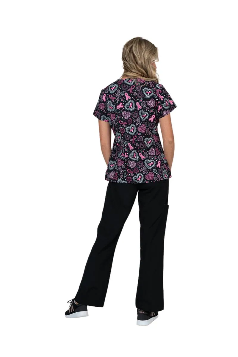 Meraki Sport Women's Breast Cancer Awareness Print Scrub Top | Pink Strength