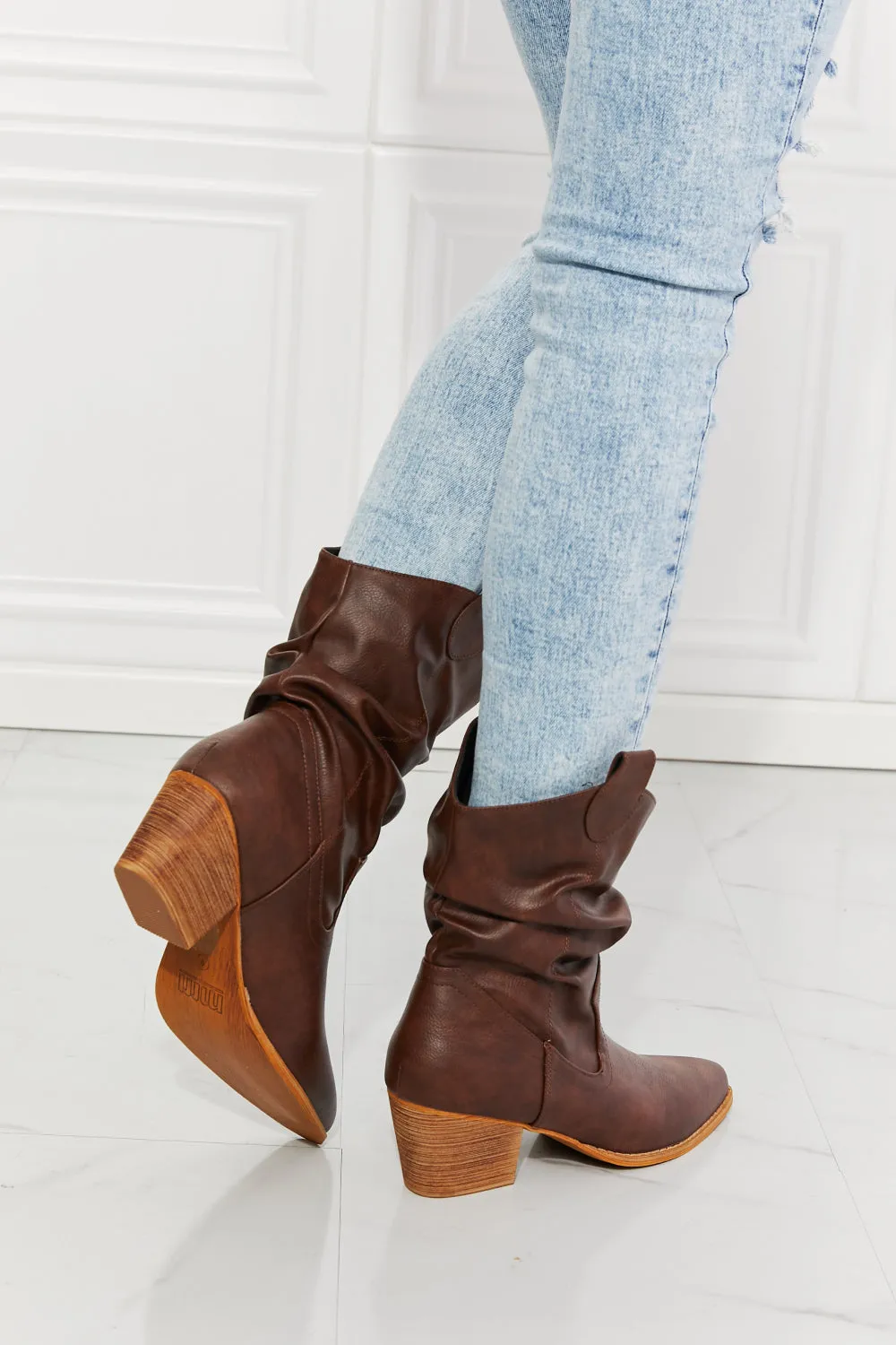 MMShoes Better in Texas Scrunch Cowboy Boots in Brown - Ships from The US