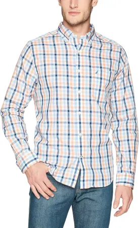 Nautica Men's Wrinkle Resistant Long Sleeve Button Front Shirt