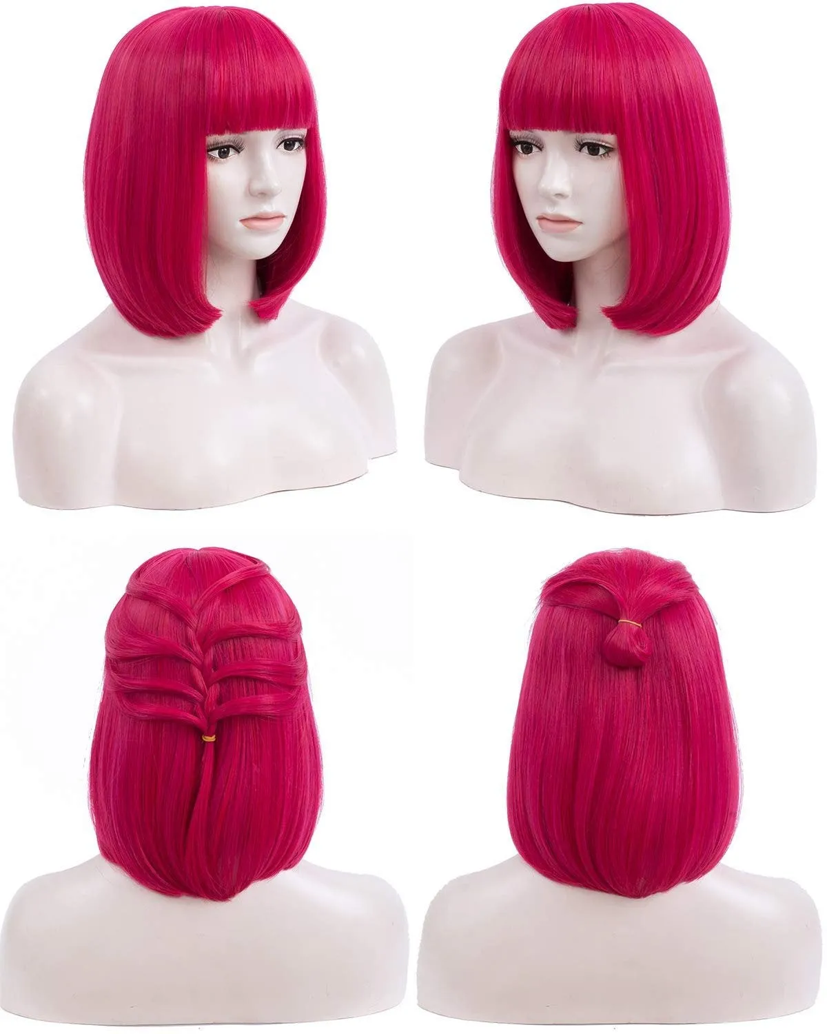 Neon pink party wig 14"  | trendy wigs | synthetic top quality heat resistant fiber | human hair feel | free shipping with orders of 35 