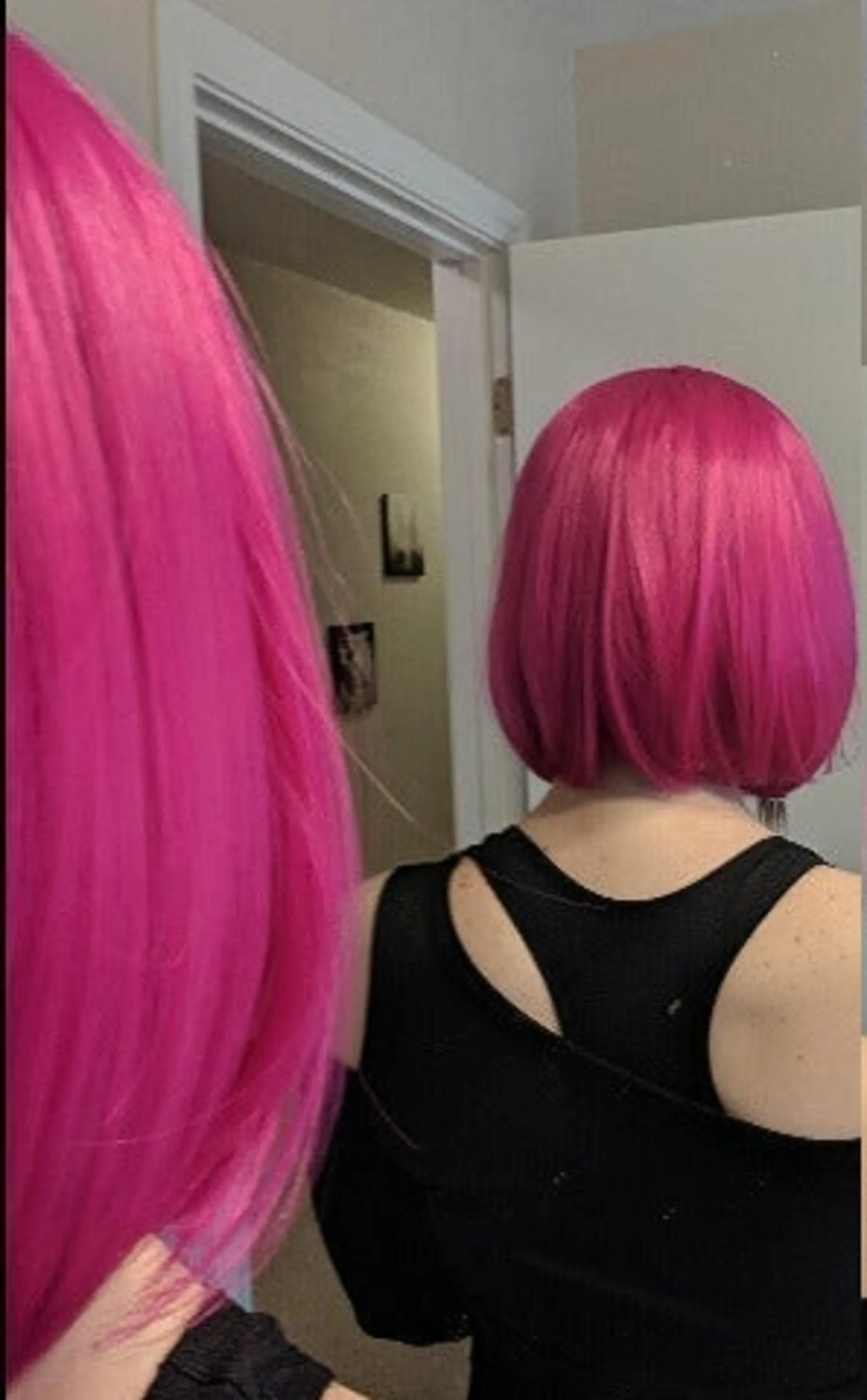 Neon pink party wig 14"  | trendy wigs | synthetic top quality heat resistant fiber | human hair feel | free shipping with orders of 35 