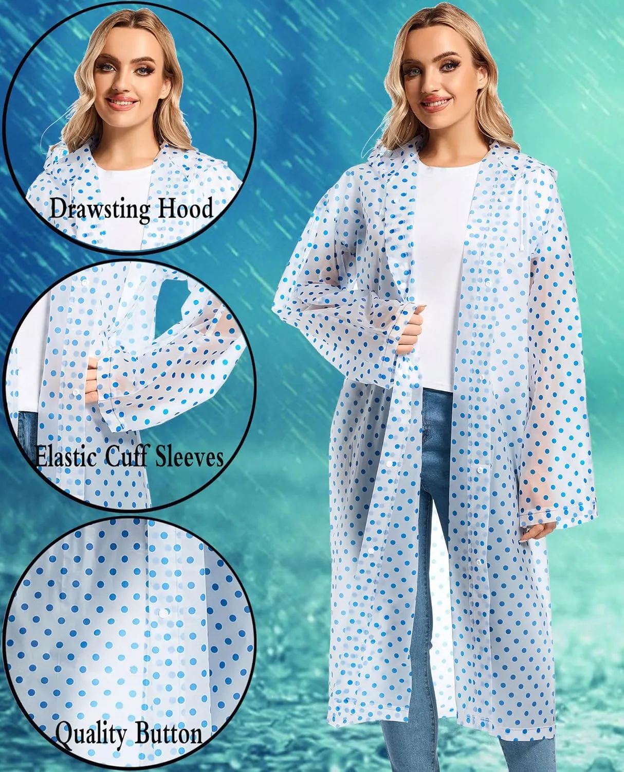 Rain Ponchos for Adults Reusable Raincoats Survival Heavy Duty Military Impermeable 2 Packs Rain Coat??