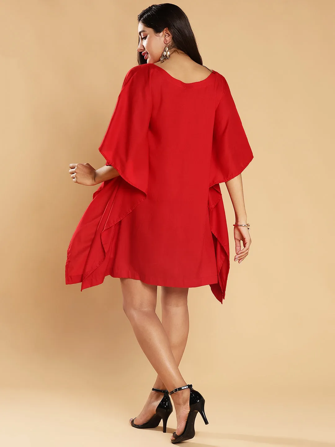 Red Rayon Kaftan - Love Everyday
