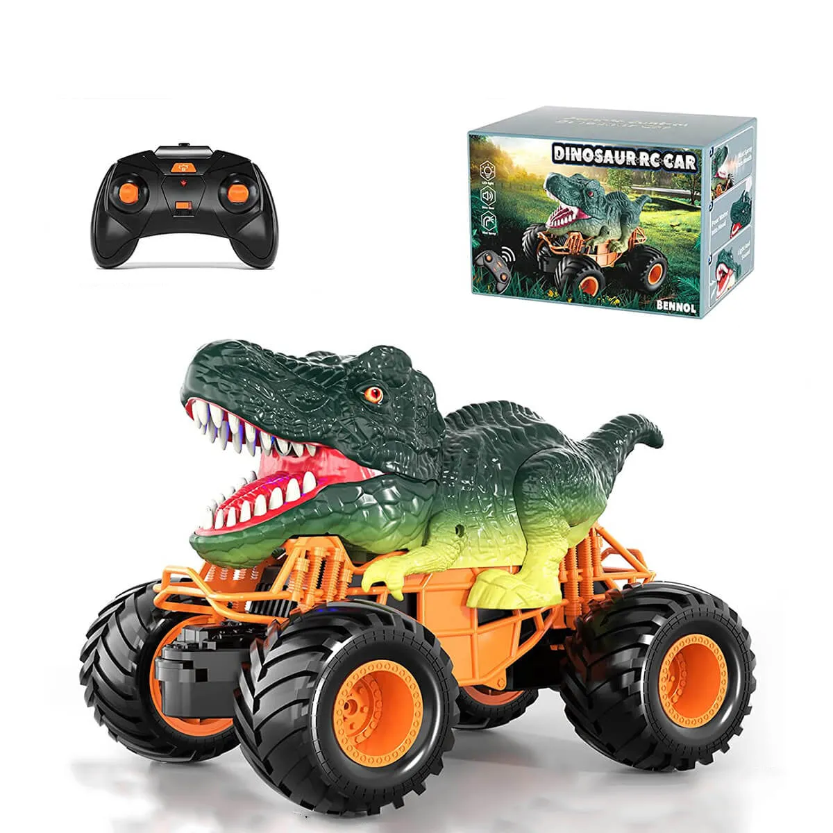 Remote Control Dinosaur Car Kids 2.4Ghz RC Dinosaur Truck Toys with Light Sound Spray Function