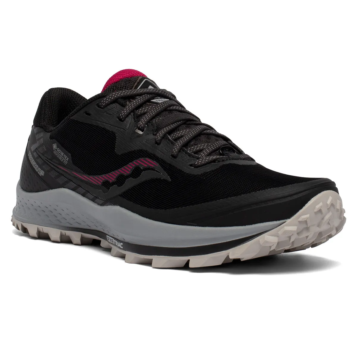 Womens Saucony Peregrine 11 GTX Trail Running Shoes - Black/Cherry