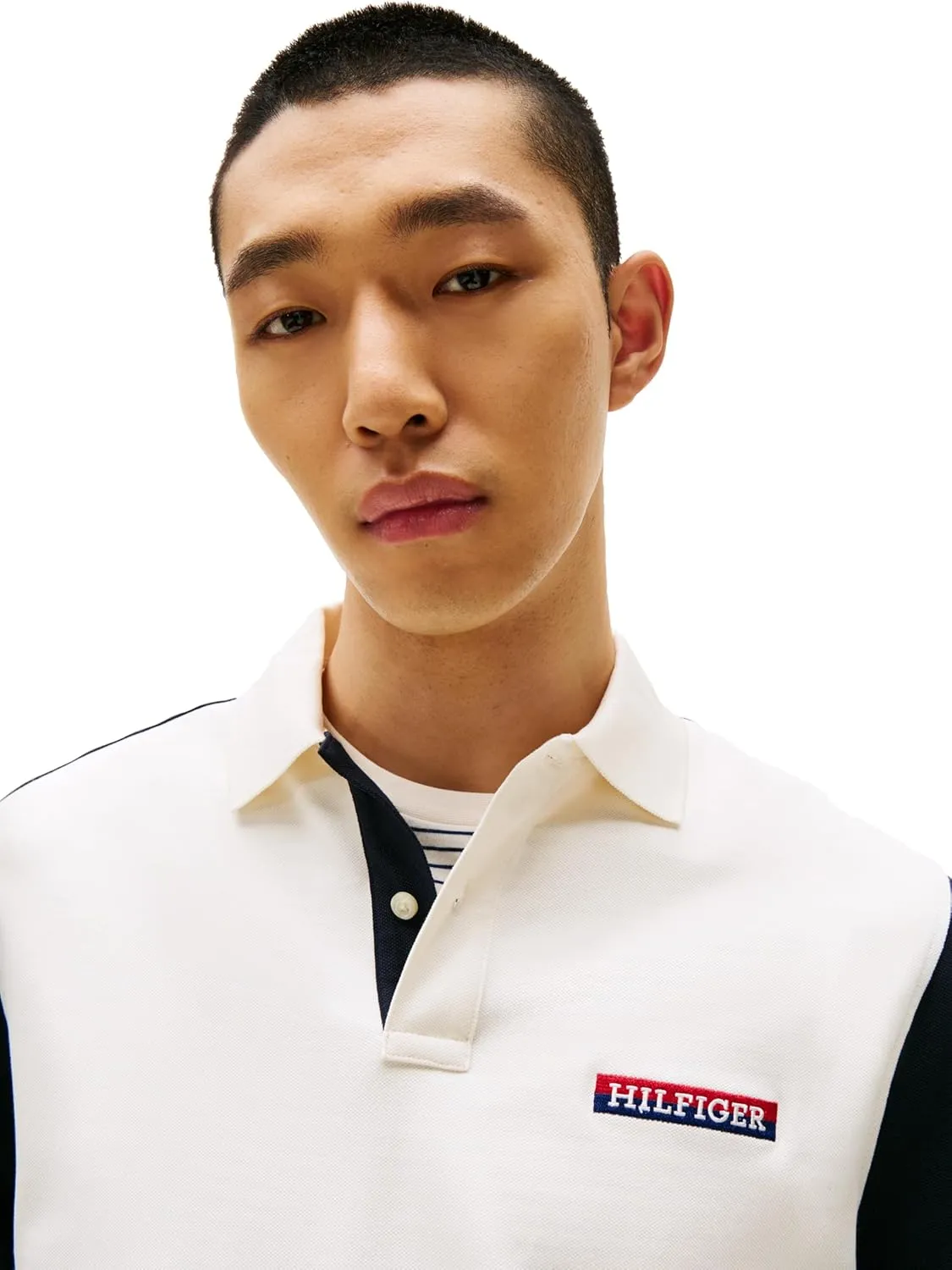 Tommy Hilfiger Men's Short Sleeve Casual Polo Shirts in Regular Fit with Stretch and Colorblock Designs