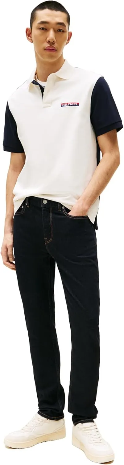 Tommy Hilfiger Men's Short Sleeve Casual Polo Shirts in Regular Fit with Stretch and Colorblock Designs