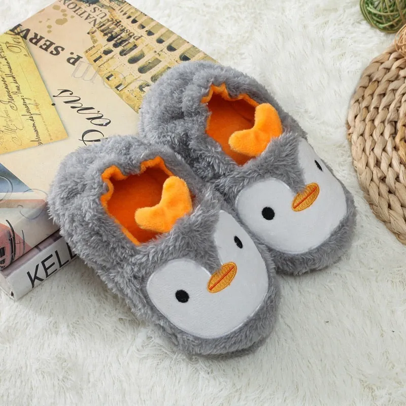 Winter Cute Penguin Kids Slippers Comfortable Baby Warm Cotton Shoes Boys And Girls House Indoor Animal Plush Slippers