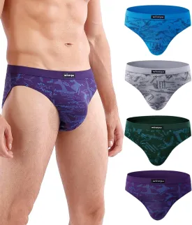 wirarpa Men's Underwear Modal Microfiber Briefs No Fly Covered Waistband Silky Touch Underpants 4 Pack