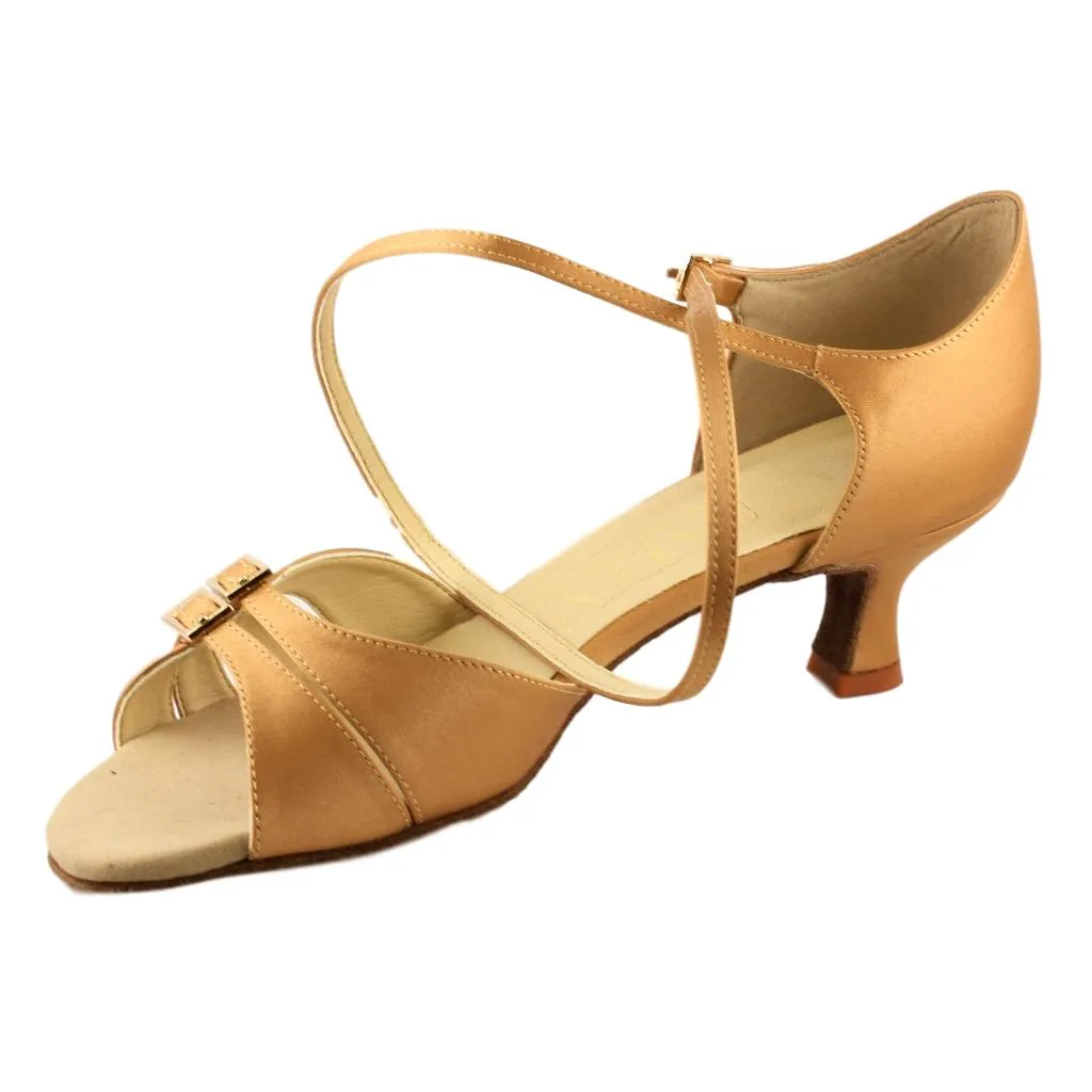 Women's Latin Dance Shoes, 2274 Tatiana, Tan Satin, Heel 5cm Flare W