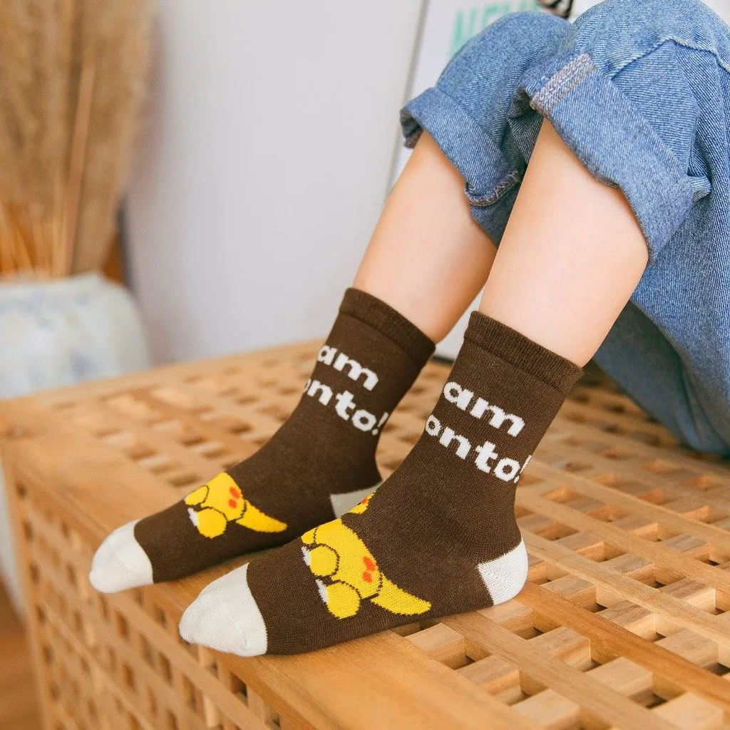 ZFSOCK Cute Dinosaur Design Crew Socks for Kids Boys, 5 Pairs